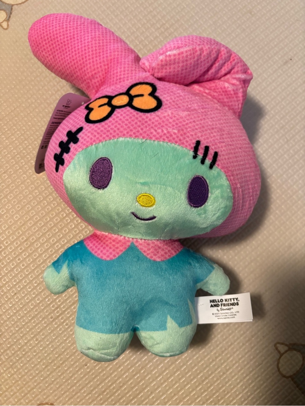 Sanrio Pink & Aqua Bunny Character Plush - Cute Bow Accent